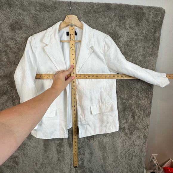 Talbots White Linen Open Front Blazer Jacket Long Sleeve Solid Women 12 L Large - Picture 7 of 7